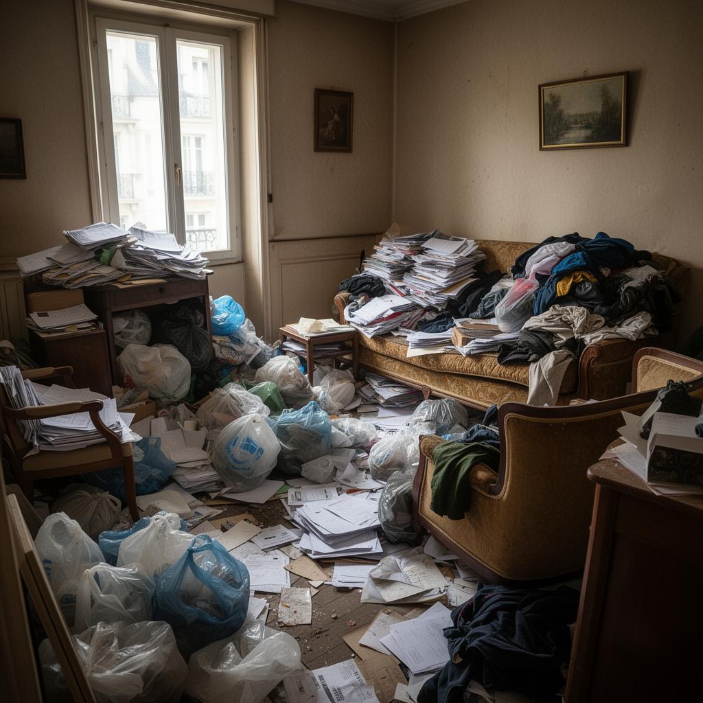Salon vidé et propre après